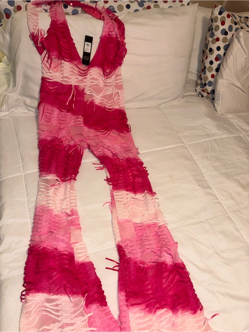 Women Pink Ombre Ruffle One-Piece Romper brand new - Picture 3 of 4